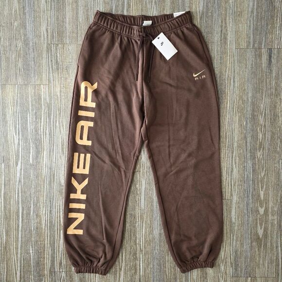 Nike Air Max High-Waisted Joggers Women's L Brown Beige Fleece New LE FB8051-237 - Picture 15 of 16